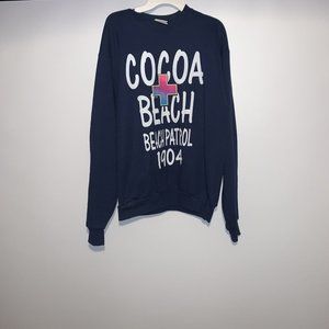 Cocoa Beach Florida Beach Patrol Size Small Navy Crew Neck Sweatshirt